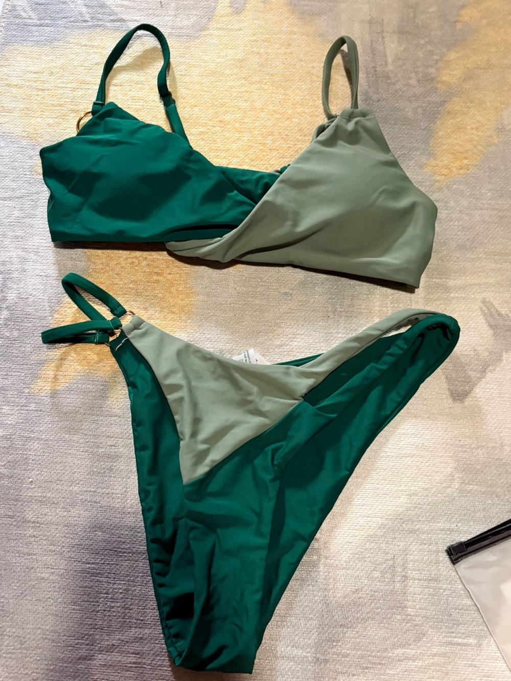SHEIN Two-Tone Green Bikini Set